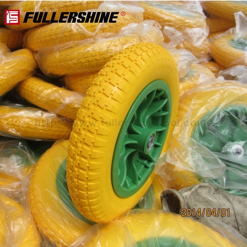 GREEN PU FOAM WHEEL 4.80/4.00-8 with plastic rim