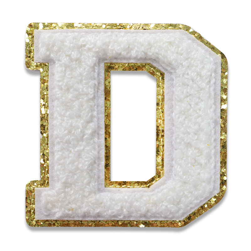 Pink color glitter letter patches 24 alphabet chenille patch iron or sew on patches For Clothing