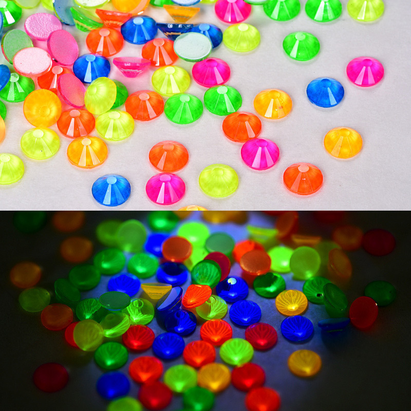 DIY Neon Glue On Diamond Rhinestone Crystal hot fix Bulk Luminous Resin Rhinestone Decal Stickers For Nails Crafts Decoration