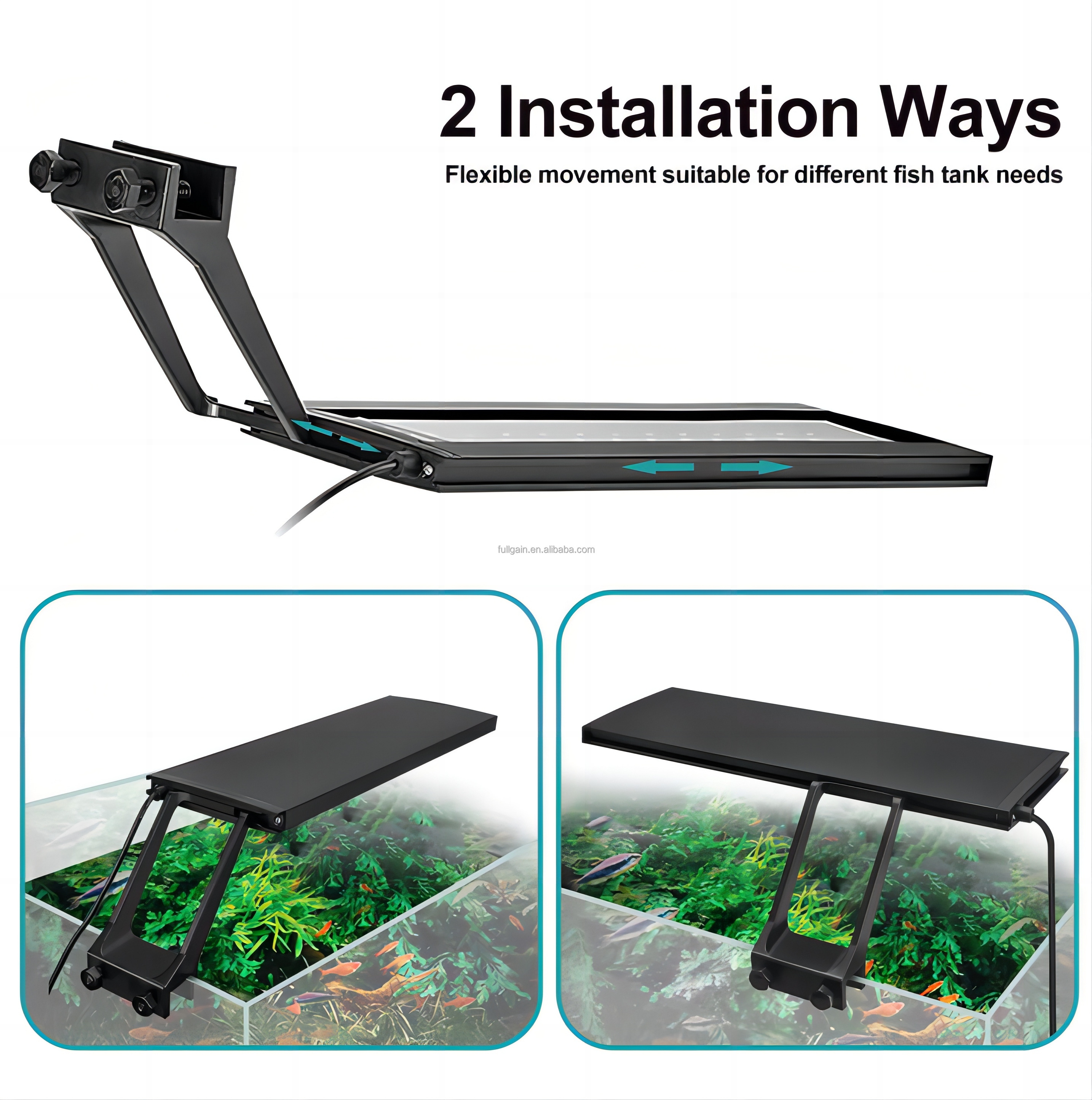 Fullgain 14W 30CM WRGB Dimmable Clip On Fresh Water 24/7 Fish Tank Light Aquarium Day Night Led Lamp Aquarium Light For Plant