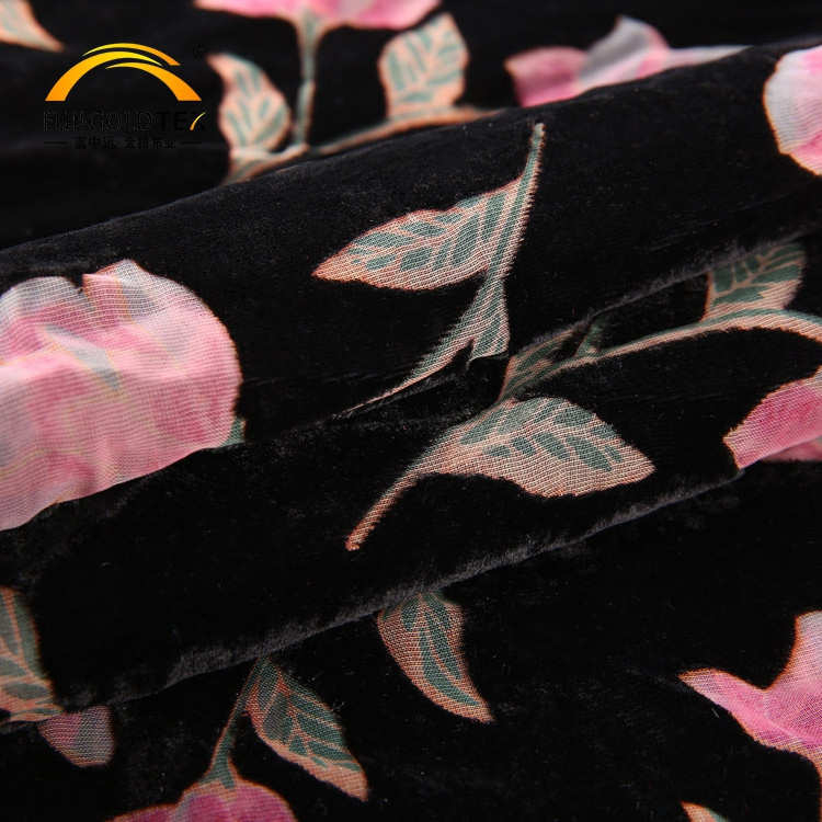 Hejin Custom High Quality Vintage Woven Elegant Brocade Polyester Nylon Printed Fashion Silk Burnout Velvet Fabric for Clothing