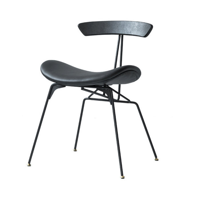 Wholesale Retro Steel Frame Dining Chair PU leather soft