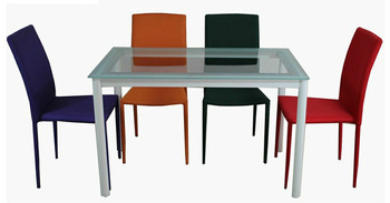 Modern Glass Top Dining Table with 4 chairs kitchen dining sets