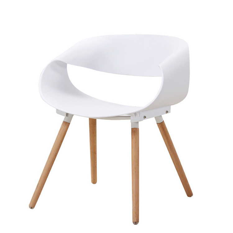 Modern dining Room Furniture Egg Roll white plastic chair with Wooden leg for Kitchen Garden Cafe