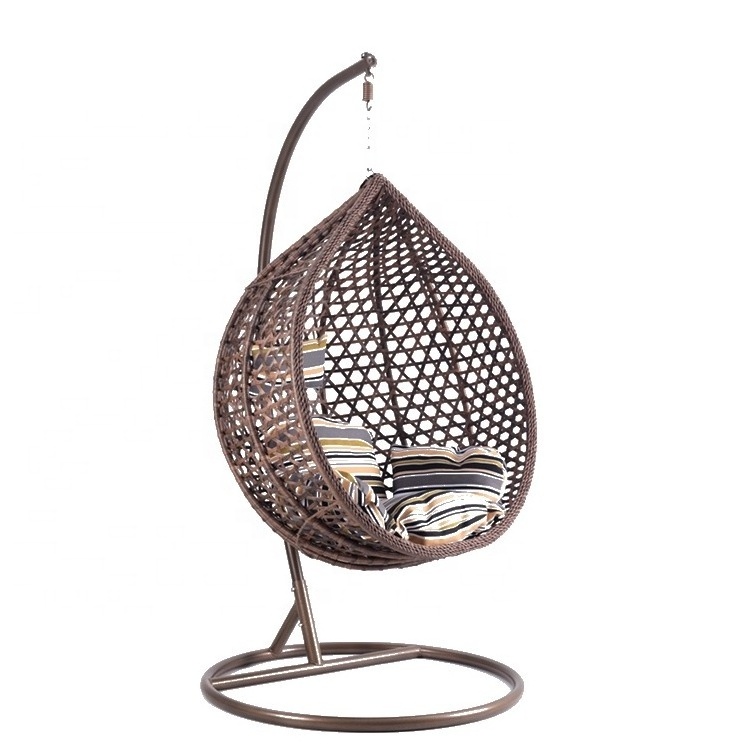 Garden Patio Rattan Swing Chair Wicker Hanging Egg Chair Hammock Cushion for Indoor or Outdoor