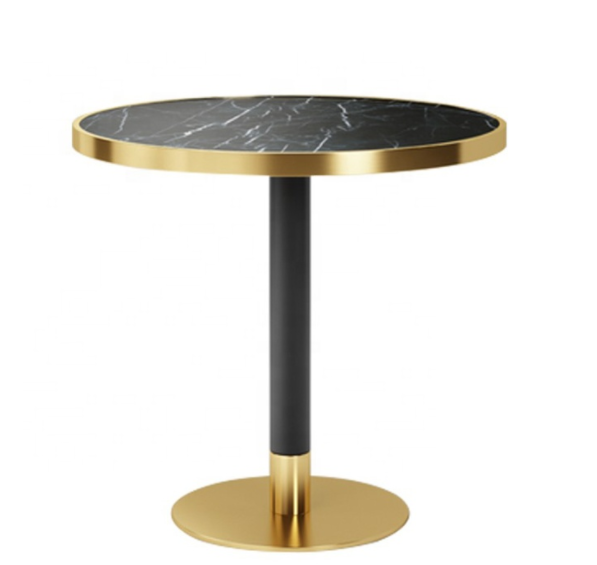 Luxury  round shape glass top  coffee table with  gold base