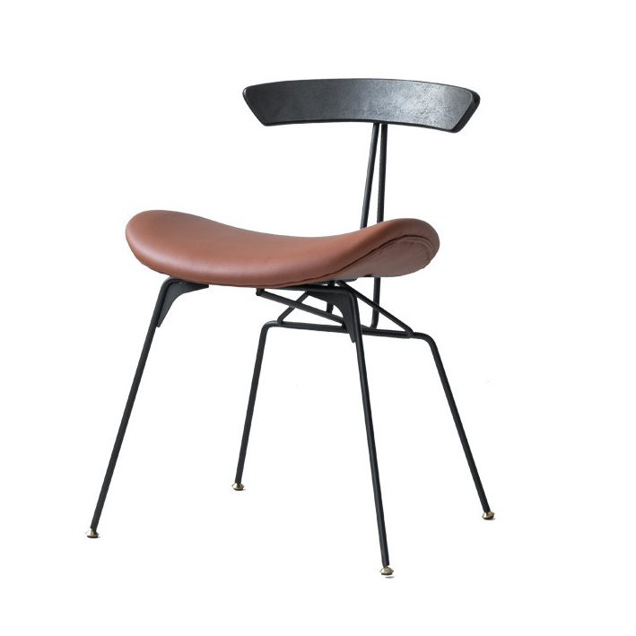 Wholesale Retro Steel Frame Dining Chair PU leather soft