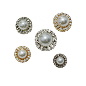 Fashion Pearl Diamond Sew Buttons Vintage Suit Coat Sweater Buttons Pearl Rhinestone Shank Buttons For Clothes