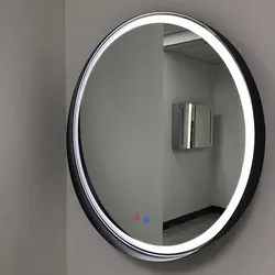 Custom Wholesale Round Frame Make Up Hd Led Smart Wall Hanging Metal Bathroom Makeup Deforgging Mirror Espejo Spiegel