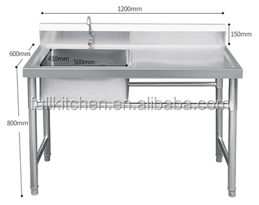 Stainless steel restaurant kitchen sink table stainless steel sink work bench work table with sink