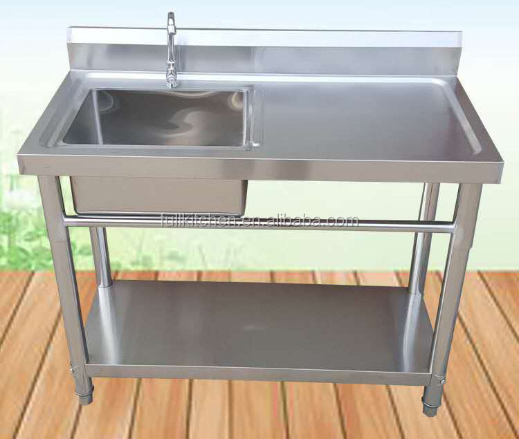 Stainless steel restaurant kitchen sink table stainless steel sink work bench work table with sink