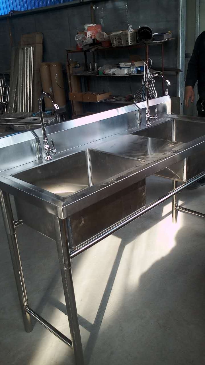 Commercial stainless steel sink with stand kitchen sink wash basin single trough double trough three trough canteen disinfection