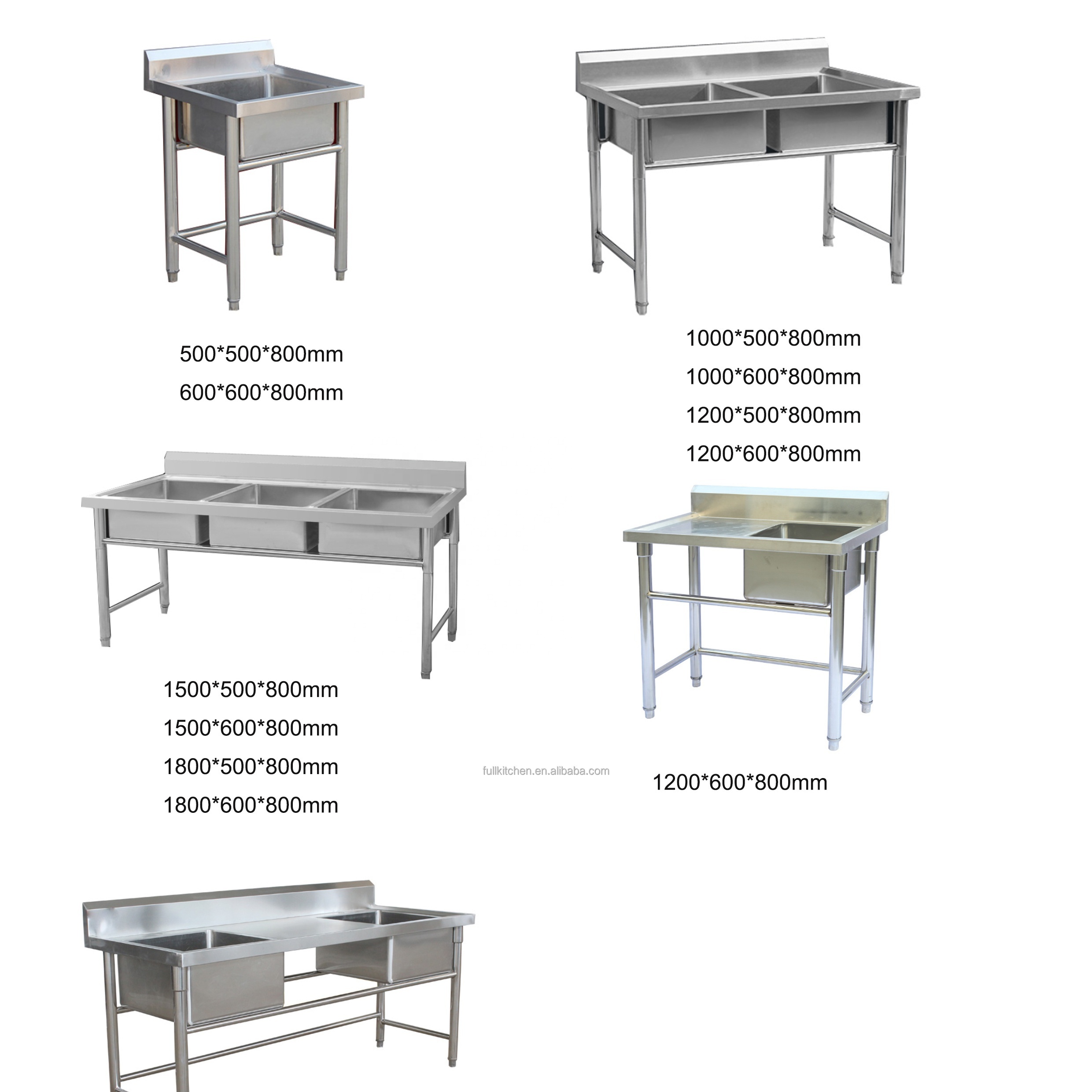 Commercial stainless steel sink with stand kitchen sink wash basin single trough double trough three trough canteen disinfection