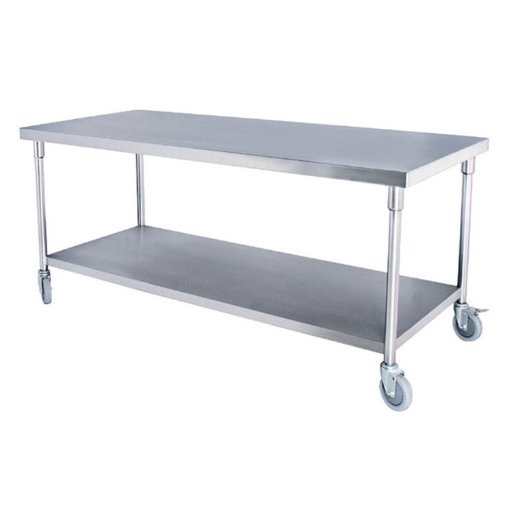 Assembling folding adjustable stainless steel work table with wheels