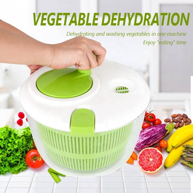 Gloway New Arrival Popular 5L Manual Fruit Drain Water Vegetable Dryer Green Plastic Large Salad Spinner For Wash Spin And Dry