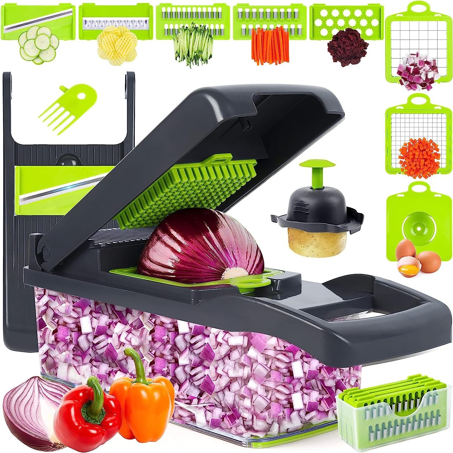 Adjustable Vegetable Cutter Onion Chopper Mandolin Slicer Pro 14 in 1professional Food Chopper Multifunctional Vegetable Chopper