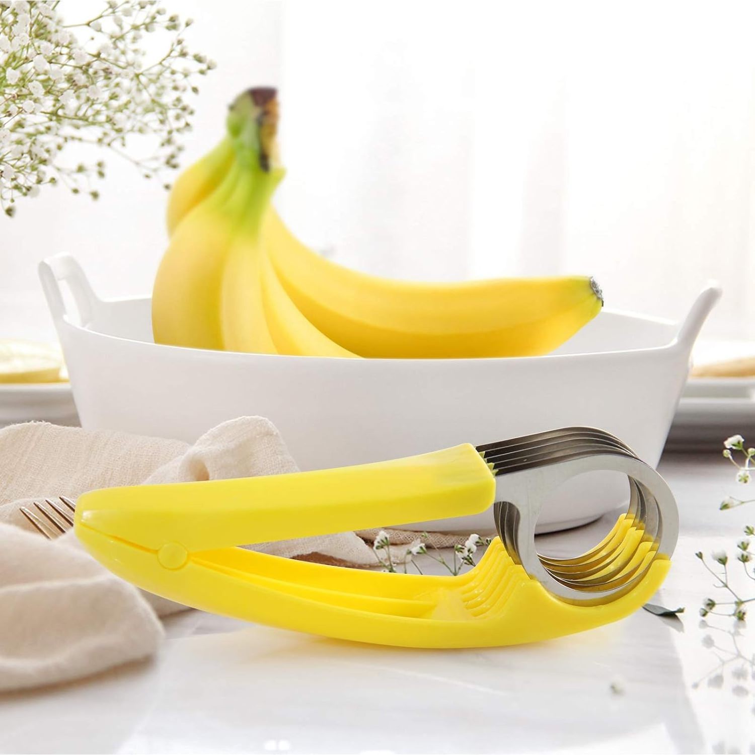 Banana Slicer and Vegetable Salad Peeler Cutter Kitchen Tools Metal Color Box Stainless Steel Fruit & Vegetable Tools Yellow 200