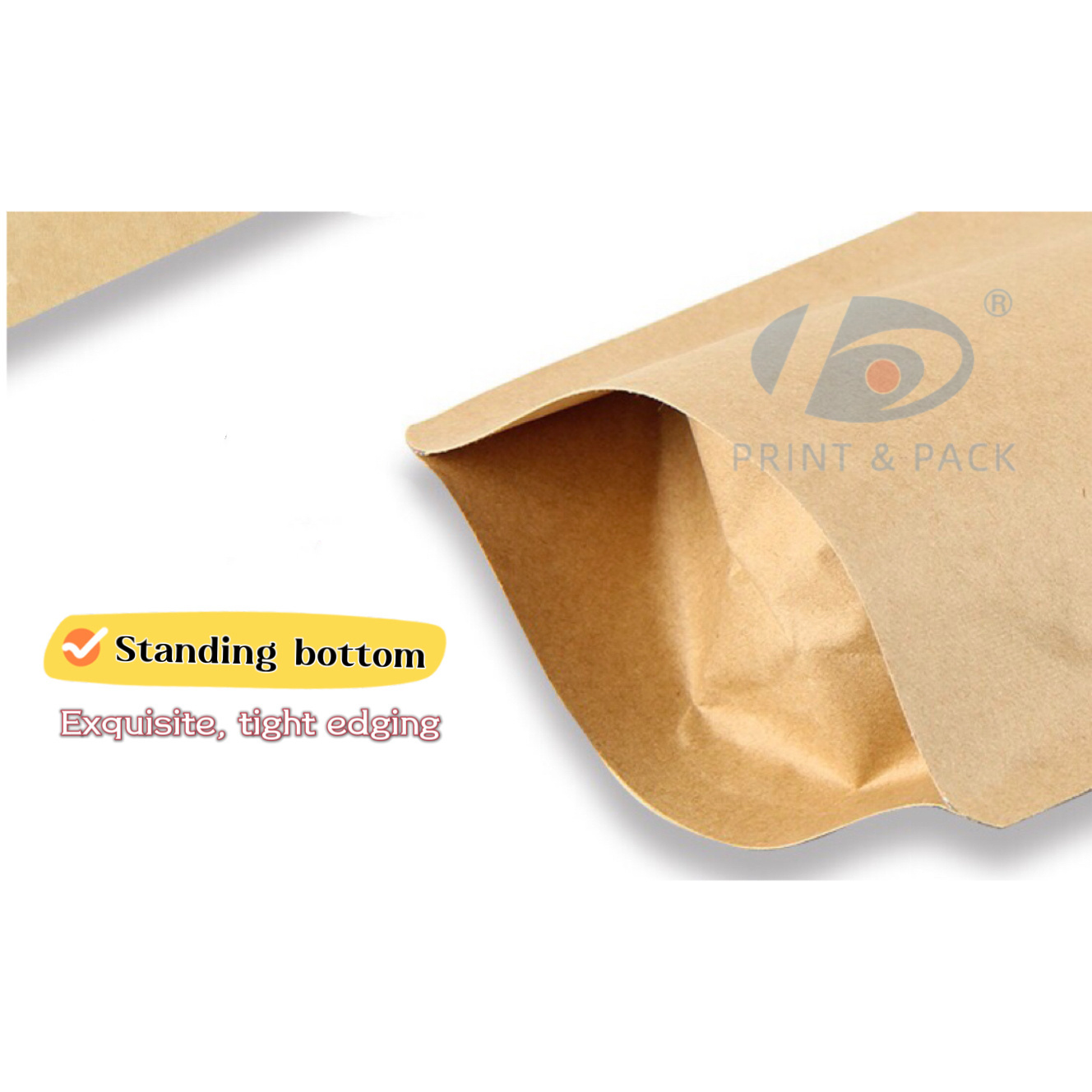 recycled customized nut snack stand up pouches dry food packaging brown kraft paper coffee bags with valve