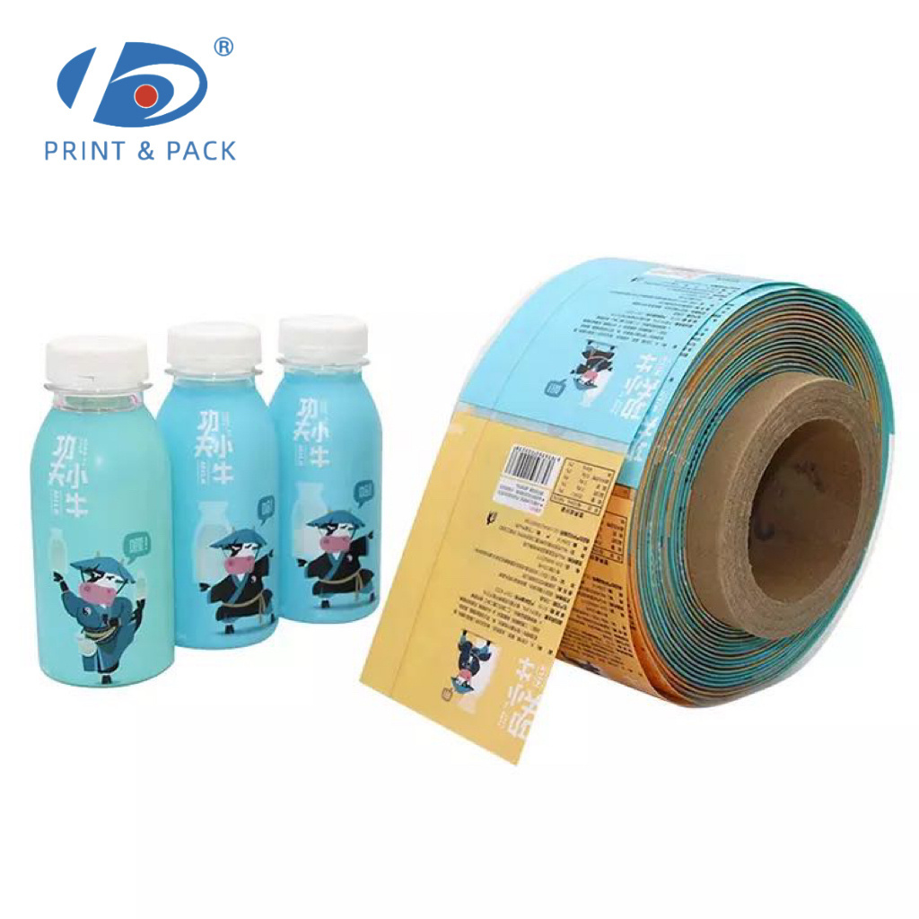 Custom Shrink Wrap Label OPS POF Juice Milkshake Plastic Bottle Heat Shrink Bottle Label for Mineral Spring Water