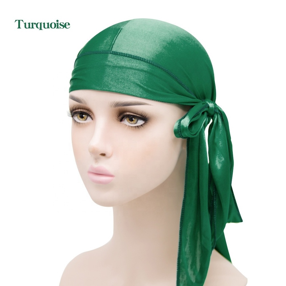 Ziming Men's Durag Silky Breathable Hip Pop DU doo Rag Wings Satin Biker Head Wrap Pirate Hat Satin  Long Tail Hair Accessories