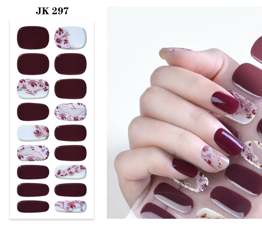 Popular  wholesale Semi-cured UV gel nail stickers nail polish custom designs nail wraps