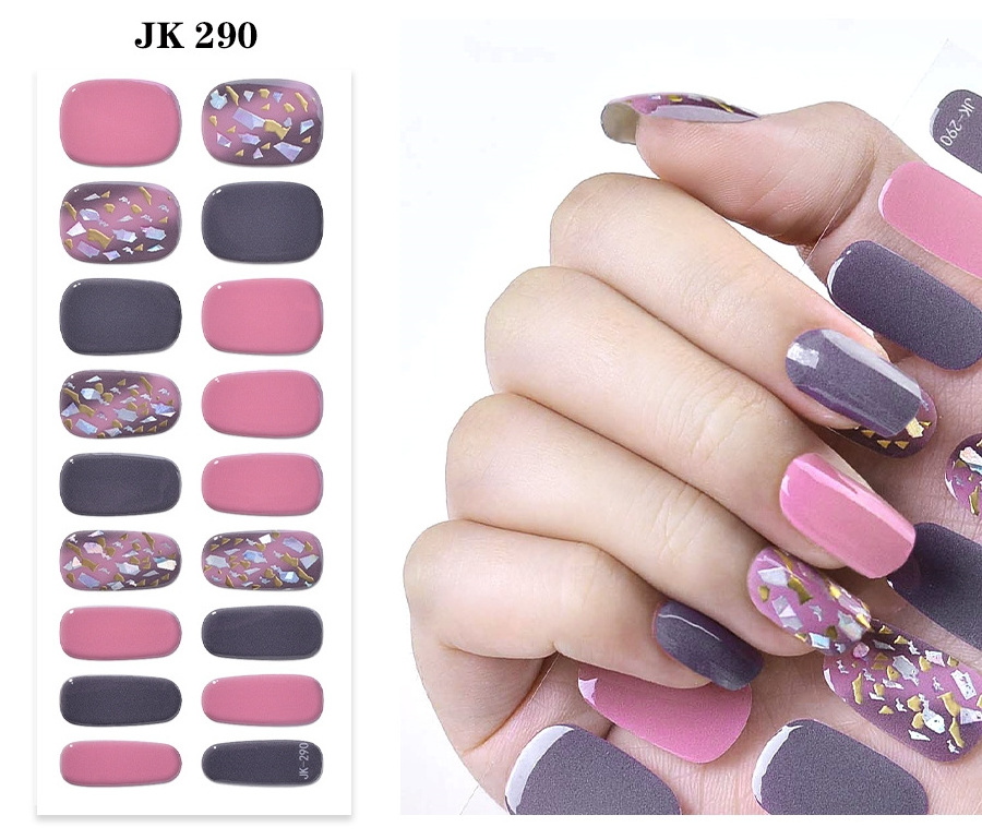 Popular  wholesale Semi-cured UV gel nail stickers nail polish custom designs nail wraps