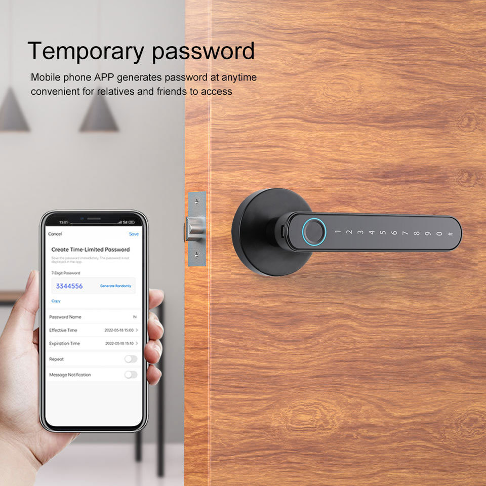 Electronic Biometric Intelligent Home Fingerprint Password Handle Lever Smart Door Lock