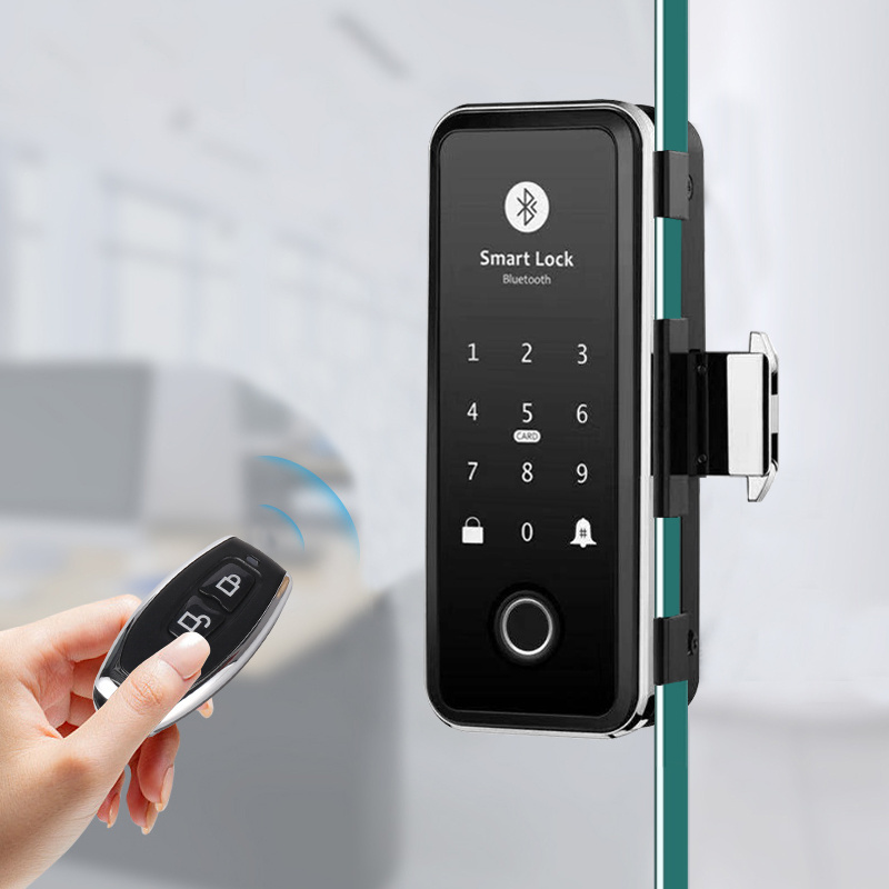 Smart Glass Lock Remote Control TT App Biometric Fingerprint Digital Smart Lock for Glass Doors