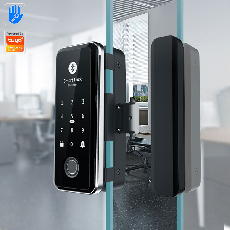 Smart Glass Lock Remote Control TT App Biometric Fingerprint Digital Smart Lock for Glass Doors