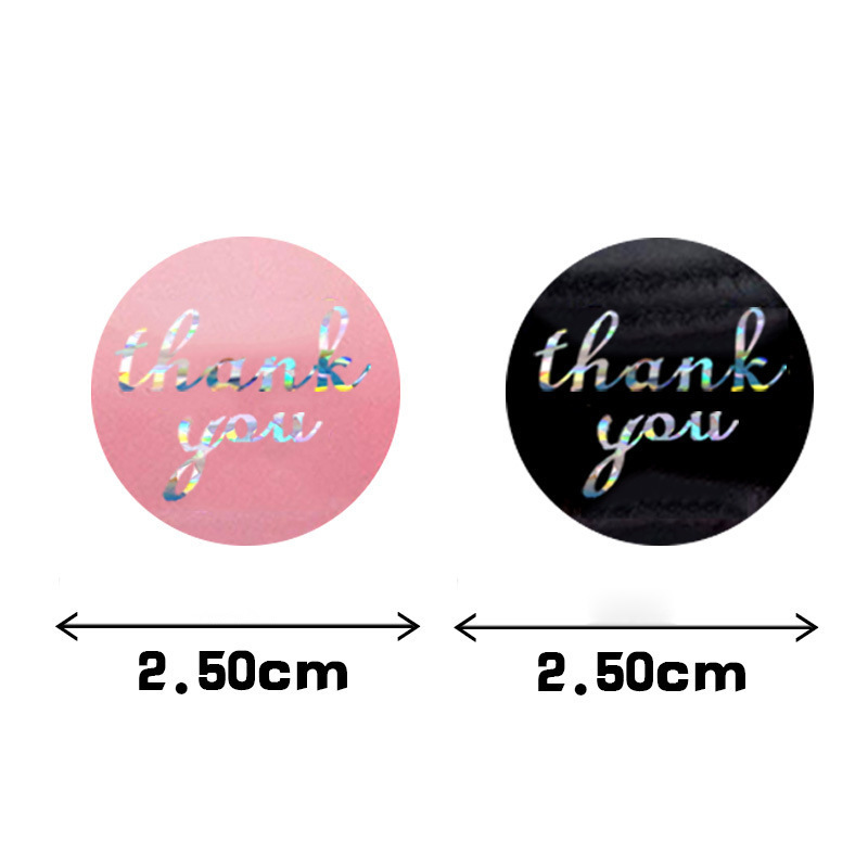 Round Roll Thank You stickers rainbow silver gilding sticker packaging decoration label sticker