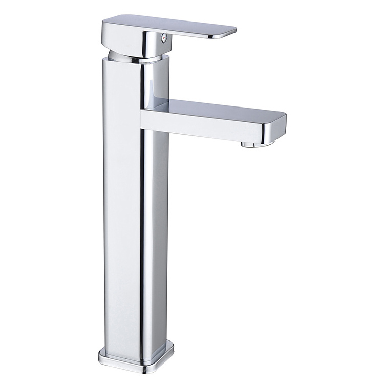 Hot Sell Single Level Highstand Faucettall Bathroom Wash Faucet Taps Square Waterfall Basin Mixer