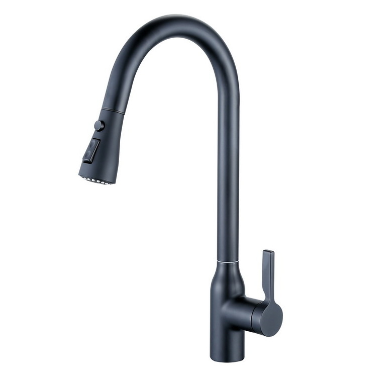 Fashion Sprayer Spray Chrome Swivel Taps Goose Neck Button Press Sink Mixer Kitchen Brass Pull Out Faucet