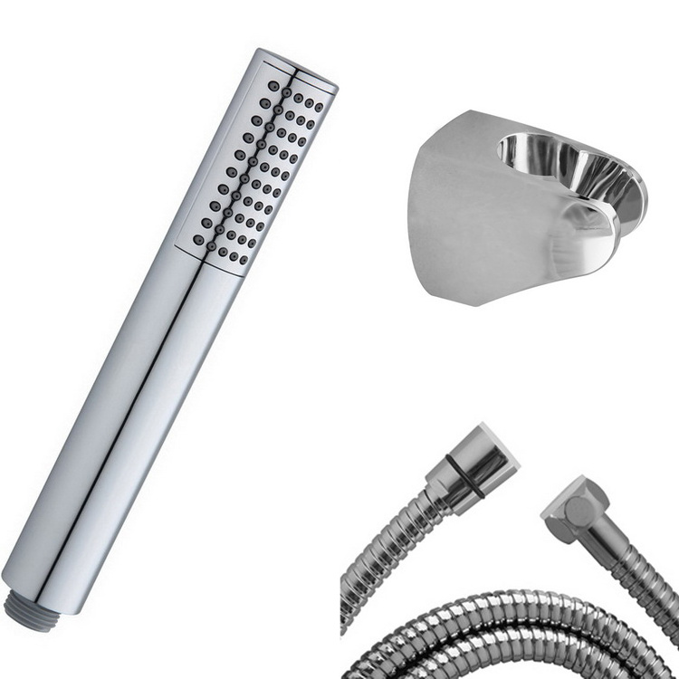 High Pressure Straight Cylindrical Round Strong Flush Flow Hand Shower Kit with 1.5M Hose and Shower Mount