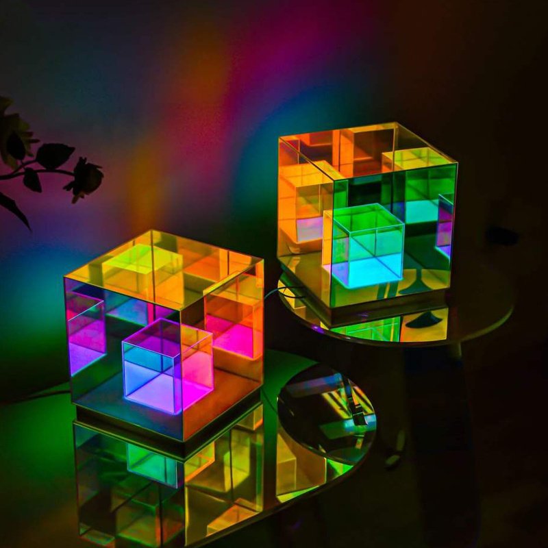 Wholesale Bedroom Night Lighting Cube table Lamp Acrylic Magic colorful Led Table Light For Hotel Restaurant Decoration