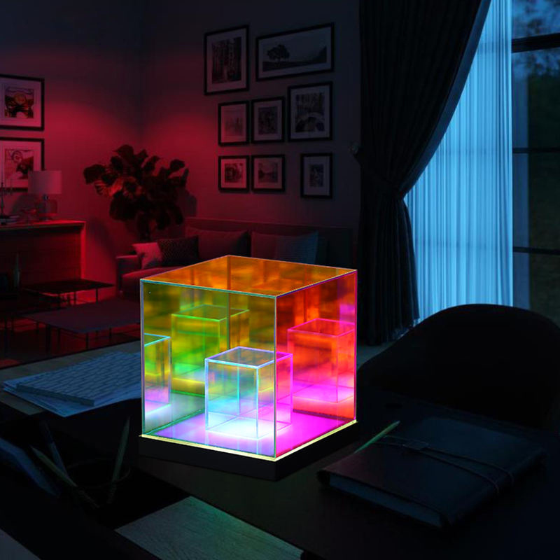 Wholesale Bedroom Night Lighting Cube table Lamp Acrylic Magic colorful Led Table Light For Hotel Restaurant Decoration