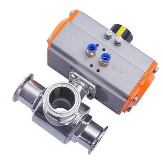 SS304/SS316L Sanitary pneumatic triclamp 3 way ball valve