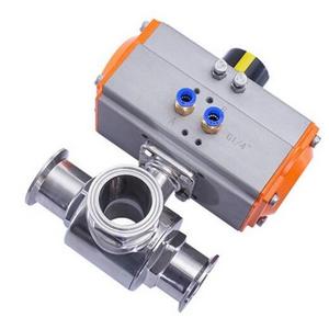 SS304/SS316L Sanitary pneumatic triclamp 3 way ball valve