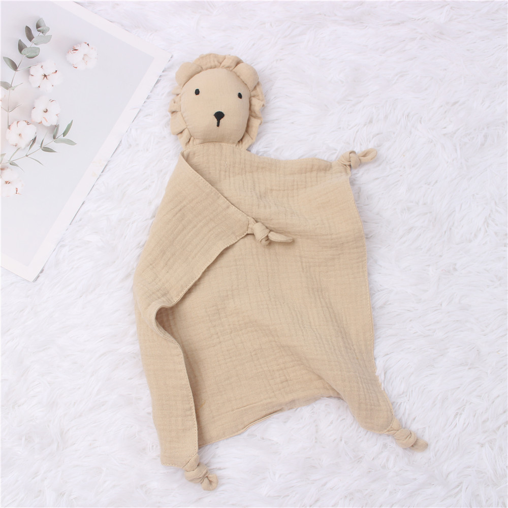 Organic Cotton Bunny Comfort Blanket Soft Toy Muslin Blanket Animal Baby Cat Lovey Baby Comforter