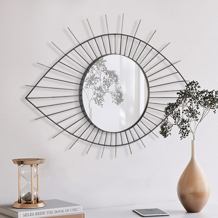 Large Modern Luxury Silver Metal Wall Mirror Customizable Eye-shaped Home Decorative Hanging for Living Room Hot Design