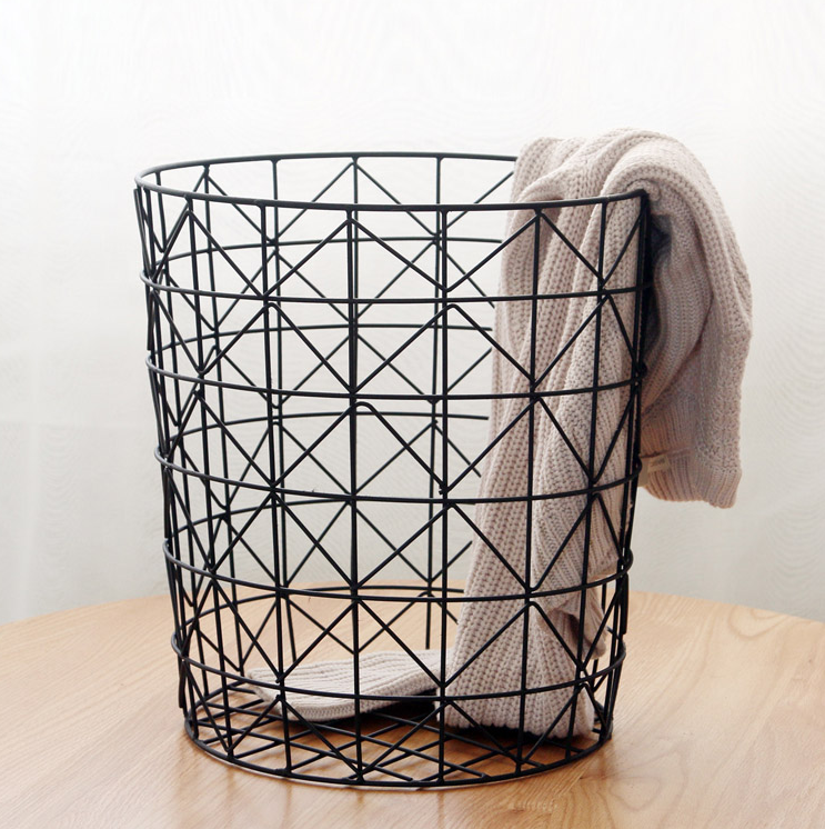 Heavy Duty Metal Bathroom Laundry Basket Organizer with Removable Cloth Liner