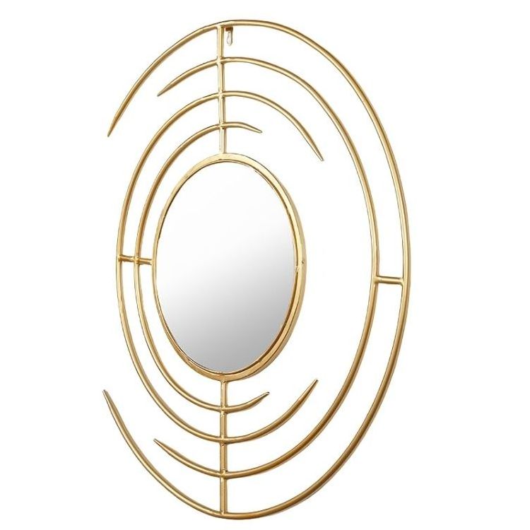 Modern Round Circle Gold Metal Frame Large Wall Mirror for Home Decor