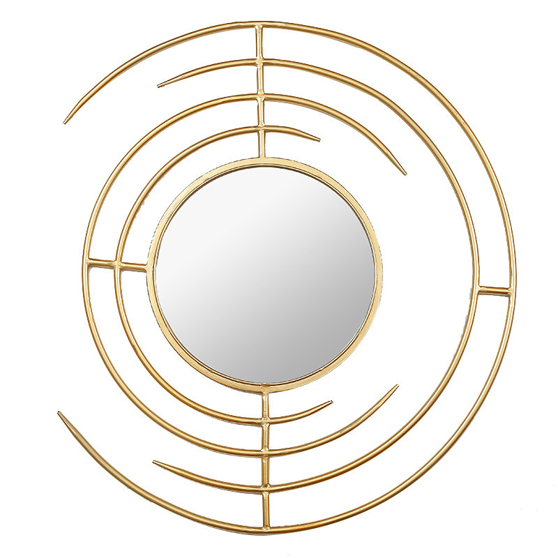 Modern Round Circle Gold Metal Frame Large Wall Mirror for Home Decor