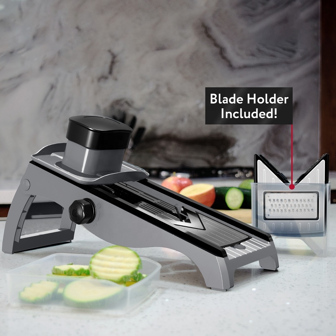 Fullstar 7-in-1 Stainless Steel Mandoline Slicer for Kitchen, Vegetable Slicer, Veggie Chopper & Cheese Grater