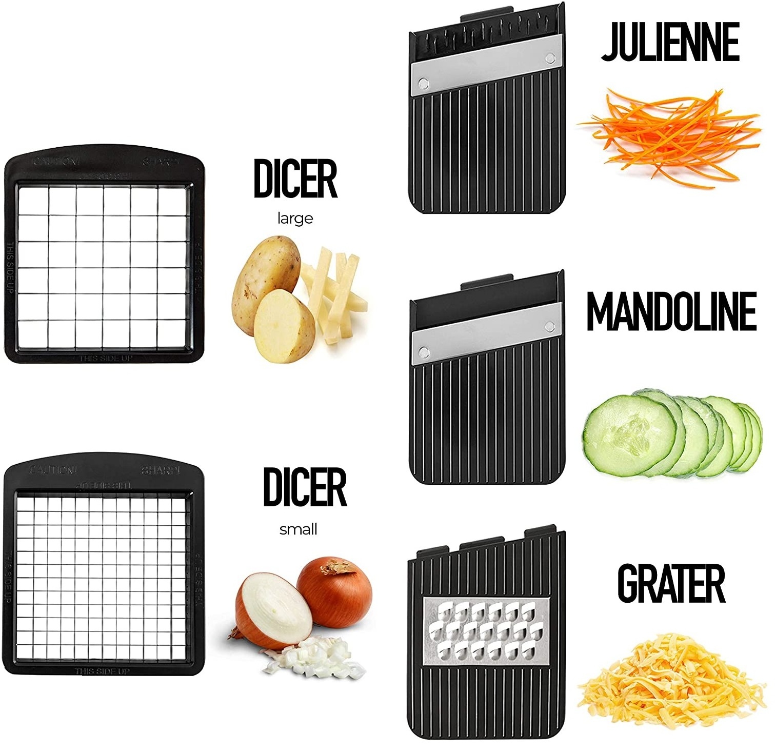 Fullstar All-in-1 Vegetable Chopper, Mandoline Slicer & Cheese Grater | Multi Blade French Fry Cutter & Veggie Dicer