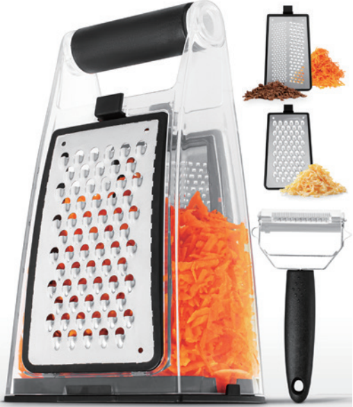 Cheese Grater with Container - Box Grater Cheese   with Handle