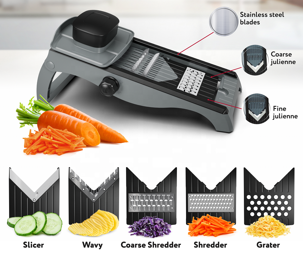 Fullstar Foldable Adjustable Mandoline Slicer for Kitchen - 7-in-1 Vegetable Slicer