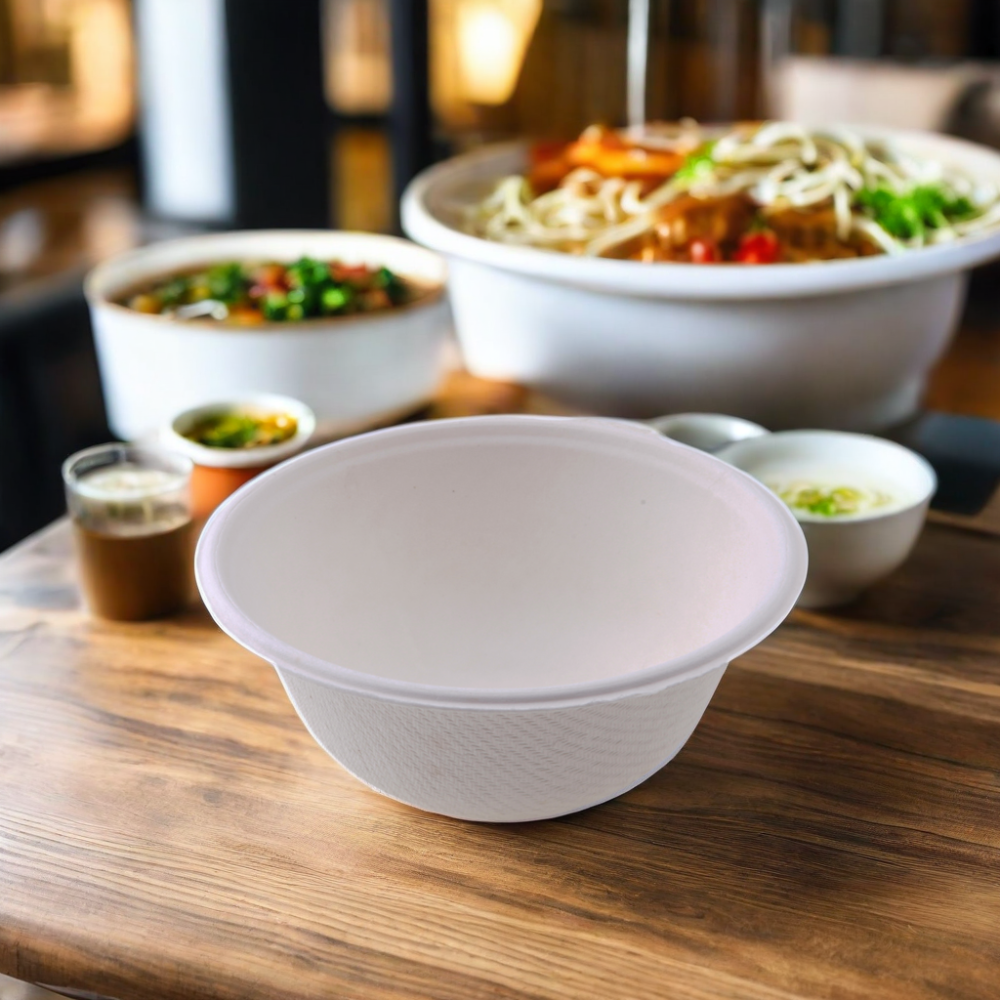 16OZ round Natural Bagasse Bioposable Paper bowl Food Grade Disposable Tableware for Food Packaging Dishes