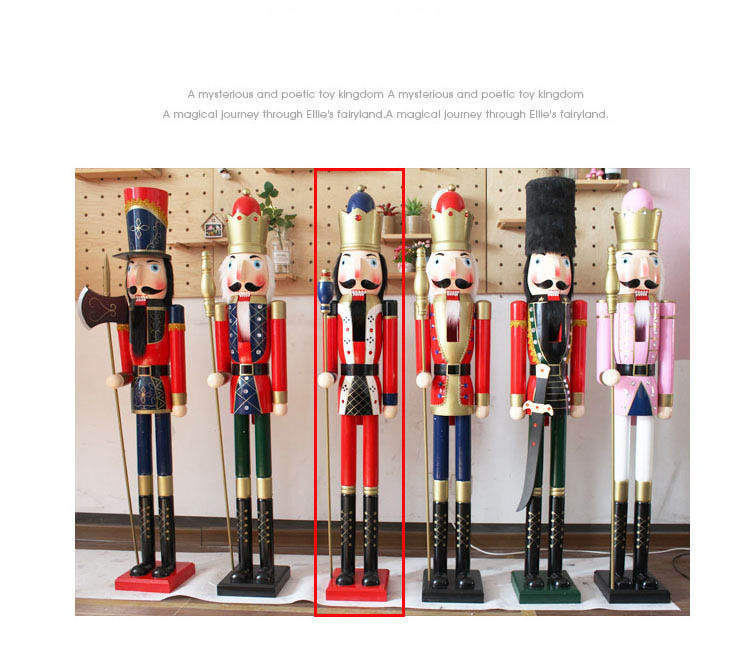 Manufacturers stock European solid wood 1.5m nutcracker painted tall nutcracker outdoor Christmas ornaments big nutcracker