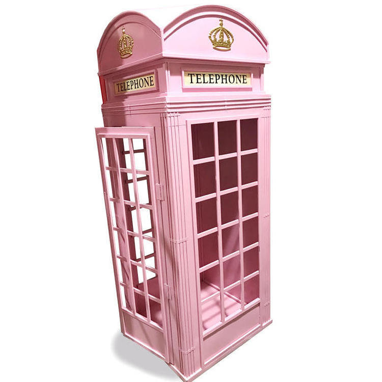 London Telephone Booth Antique Blue Floral Telephone Booth Wedding Decor Outdoor Telephone Booth with Artificial flower