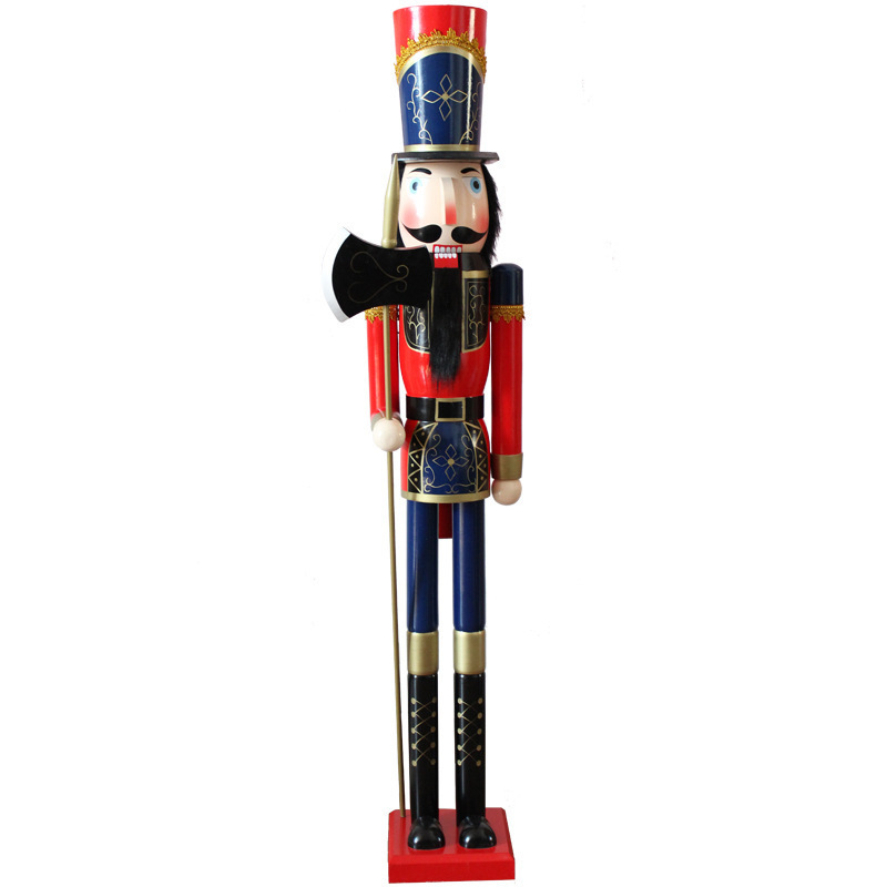 Manufacturers stock European solid wood 1.5m nutcracker painted tall nutcracker outdoor Christmas ornaments big nutcracker